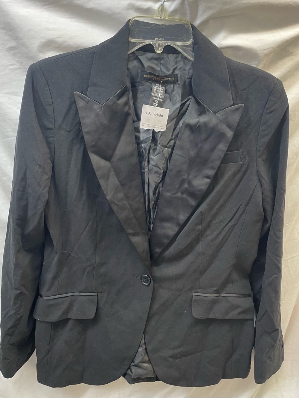 NEW!!! New York & Company Black Satin-Lapel Women's Blazer Sz 10
